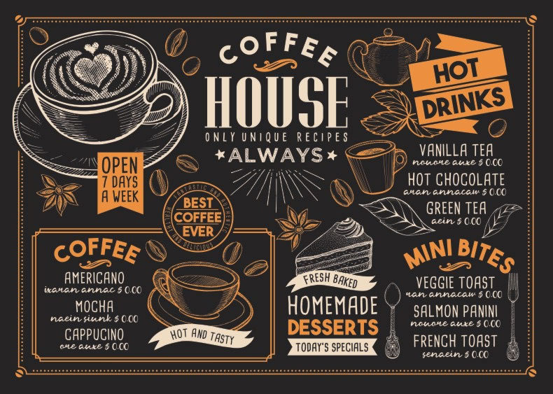 咖啡厅菜单设计图片大全-奶茶甜品咖啡店设计点菜单应该注意什么?